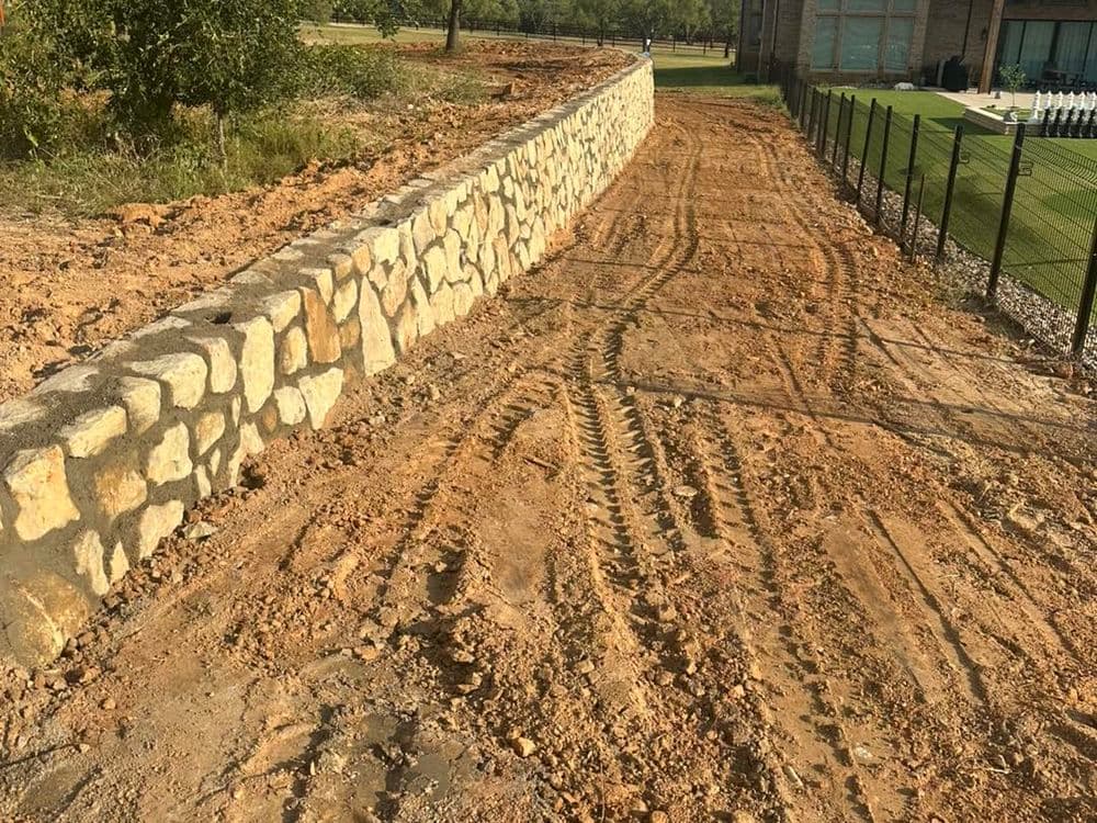 Retaining Wall, Gravel Driveway, Culvert and Creek Rip Rap on One Parker County Property