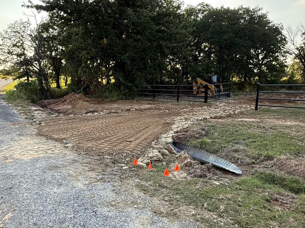 Retaining Wall, Gravel Driveway, Culvert and Creek Rip Rap on One Parker County Property